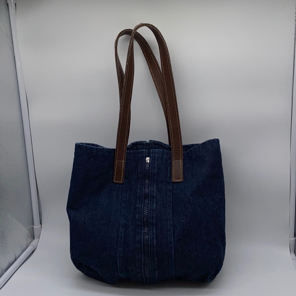 Denim Tote Bag Expandable Interior Pockets Hand Made